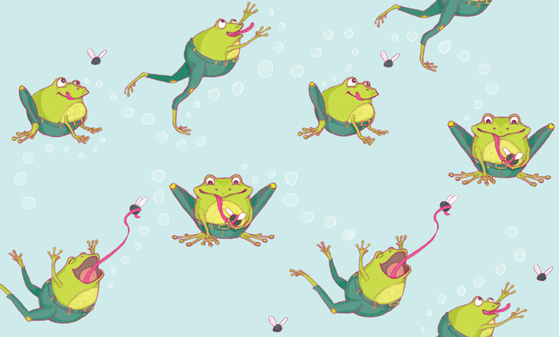 Leaping Frog Fabric Repeat Illustrated Pattern