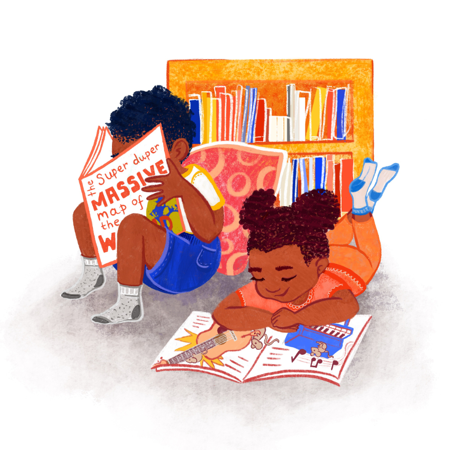 Reading Kids Illustration