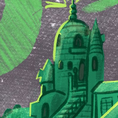 Lion Dress Up Box Scene Illustration