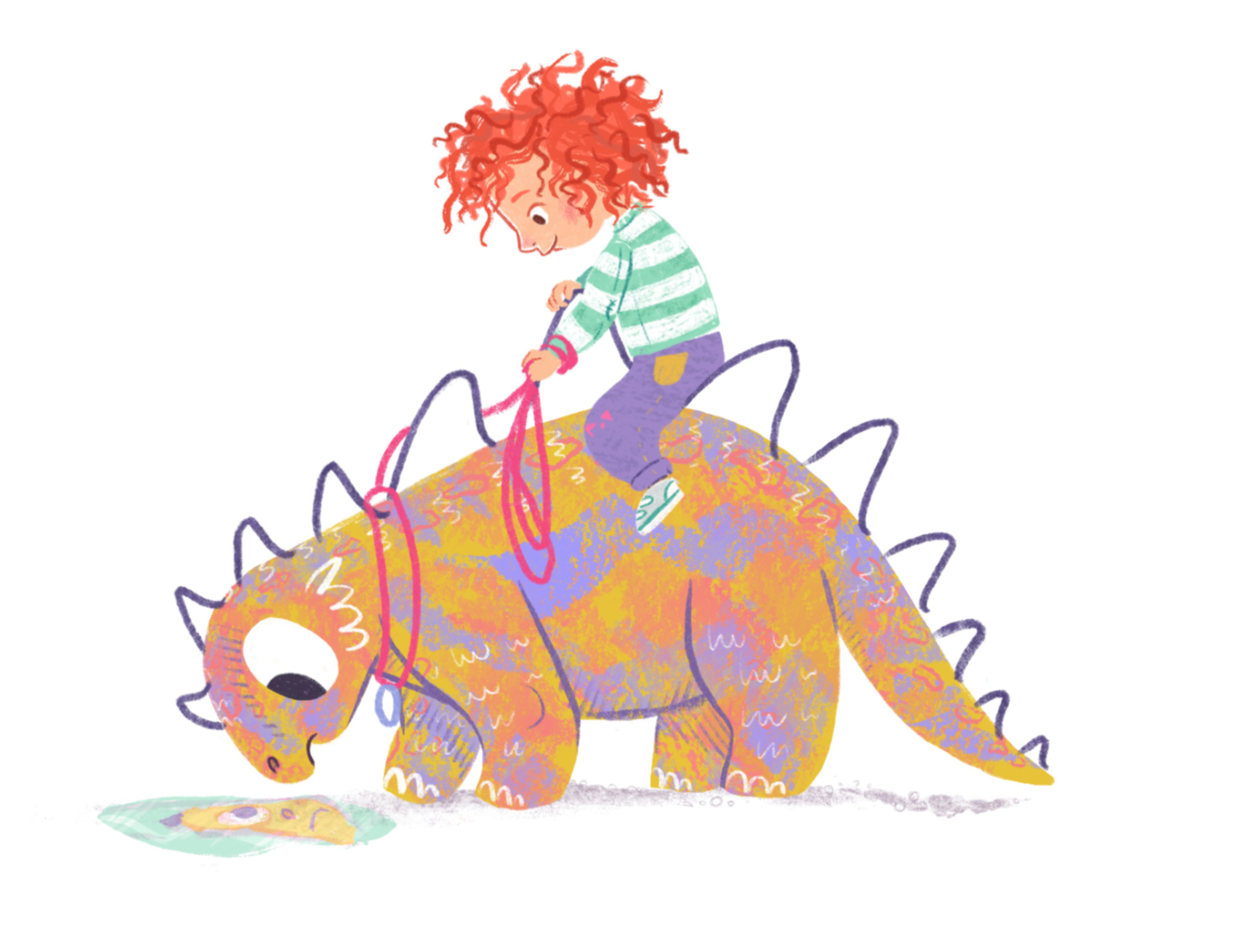 Illustration of boy doing potato printing craft