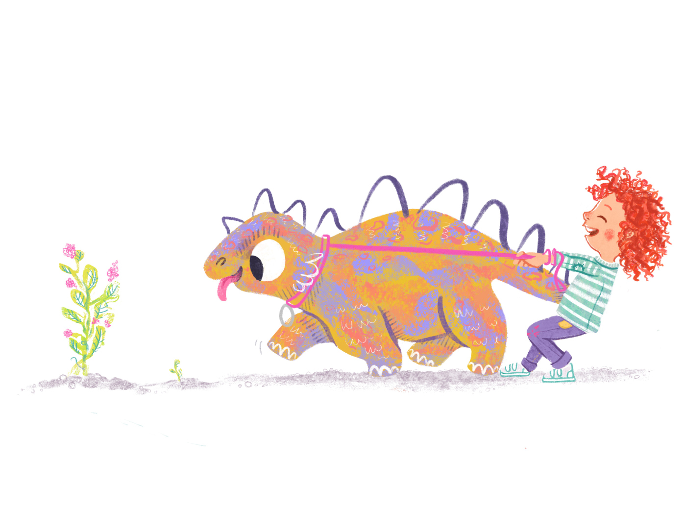 Illustration of boy doing potato printing craft